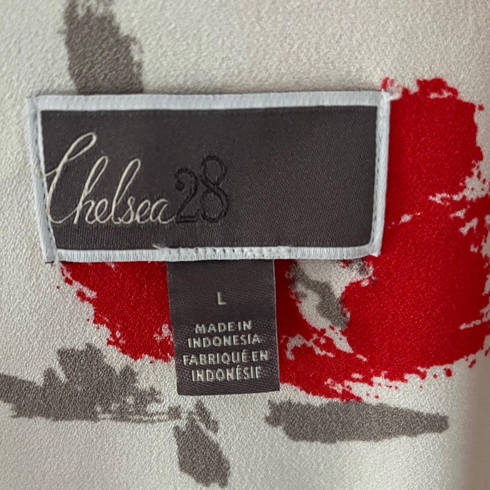 Chelsea28 Women's White open front Blazer 3/4 sleeve - Red, Gray Floral Sz Large - Picture 4 of 6